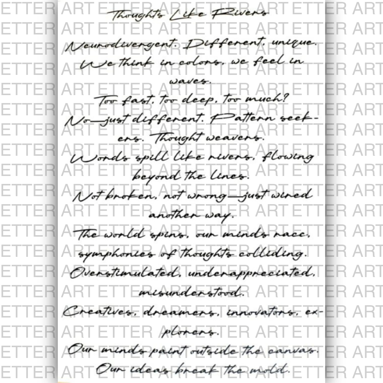 TYPOPOEM - THOUGHTS LIKE RIVERS (EN) - 84,1 x 118,9 cm